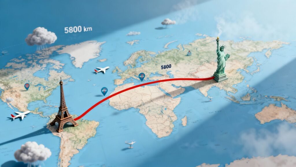 Distance Paris New York : chiffres, vols et émissions sans aucun texte