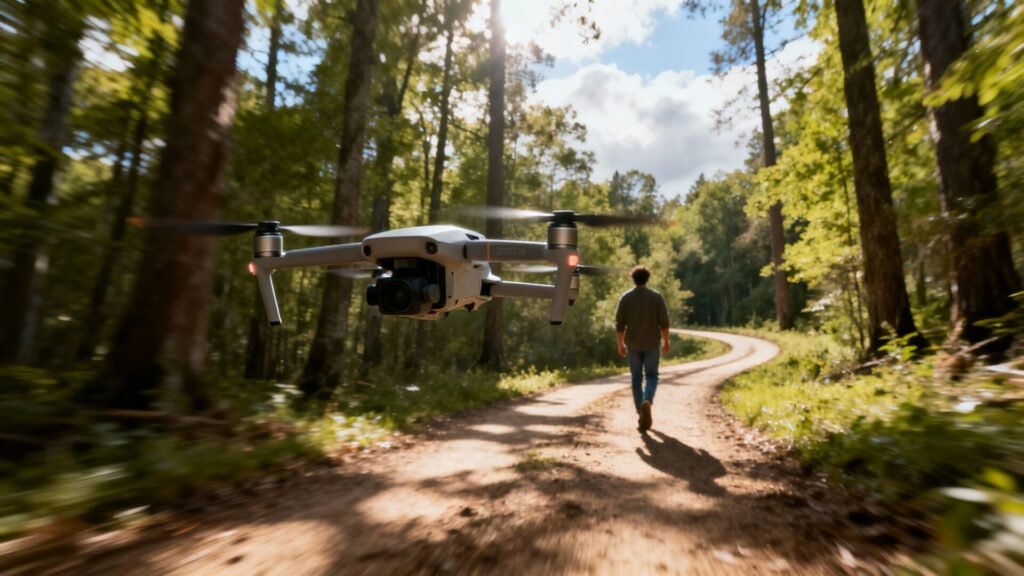 Drone qui te suit : guide complet pour filmer en mouvement sans aucun texte